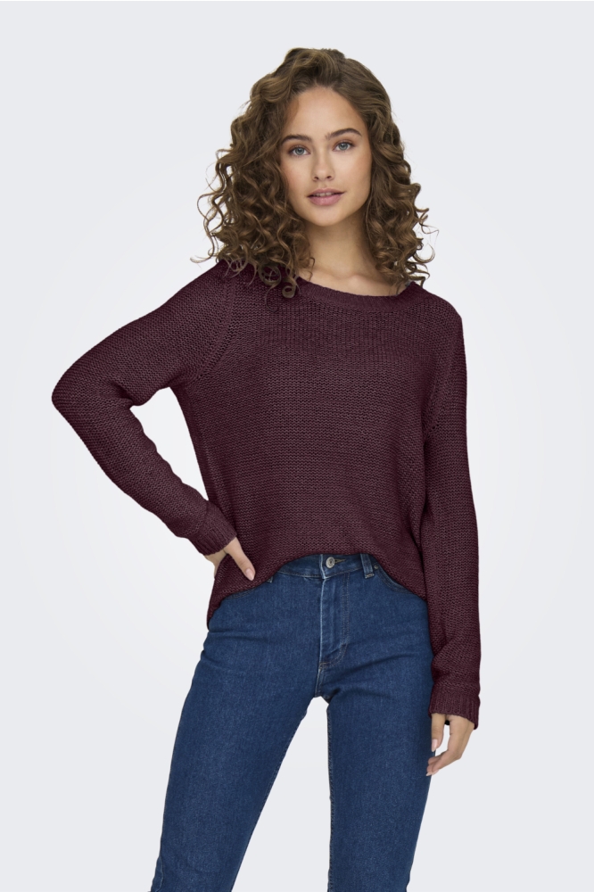 ONLGEENA XO L/S PULLOVER KNT NOOS 15113356 CABERNET